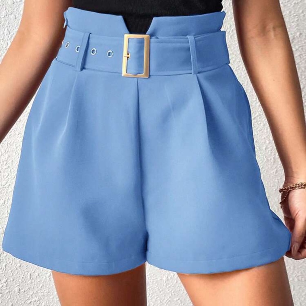 Firerie High Waist Plicated Detail Belted Shorts - Picture 3 of 4